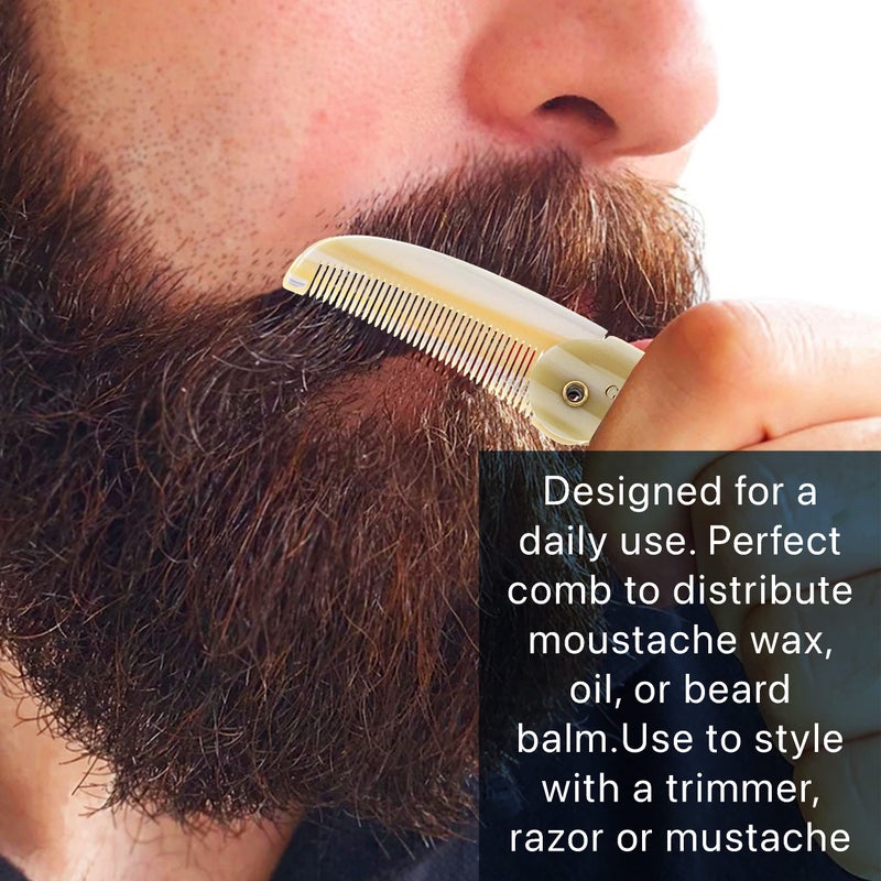 Giorgio G87 Folding Mustache and Beard Comb, Small Pocket Comb for Men Everyday Grooming and Hair Care. Handmade, Saw-cut and Hand Polished Styling Men's Folding Combs. Ivory 4.5 Inch - Image 4