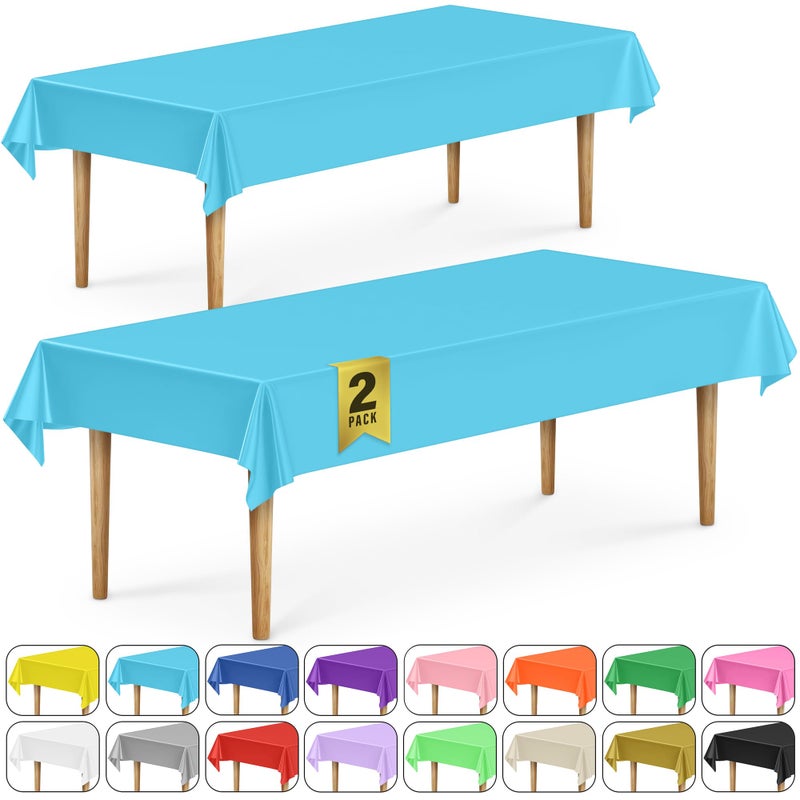 DecorRack 2 Rectangular Tablecloths BPAFree Plastic 54 x 108 inch Dining Table Cloth Rectangle Table Cover for Parties Picnic Camping and Outdoor Disposable or Reusable Turquoise 2 Pack