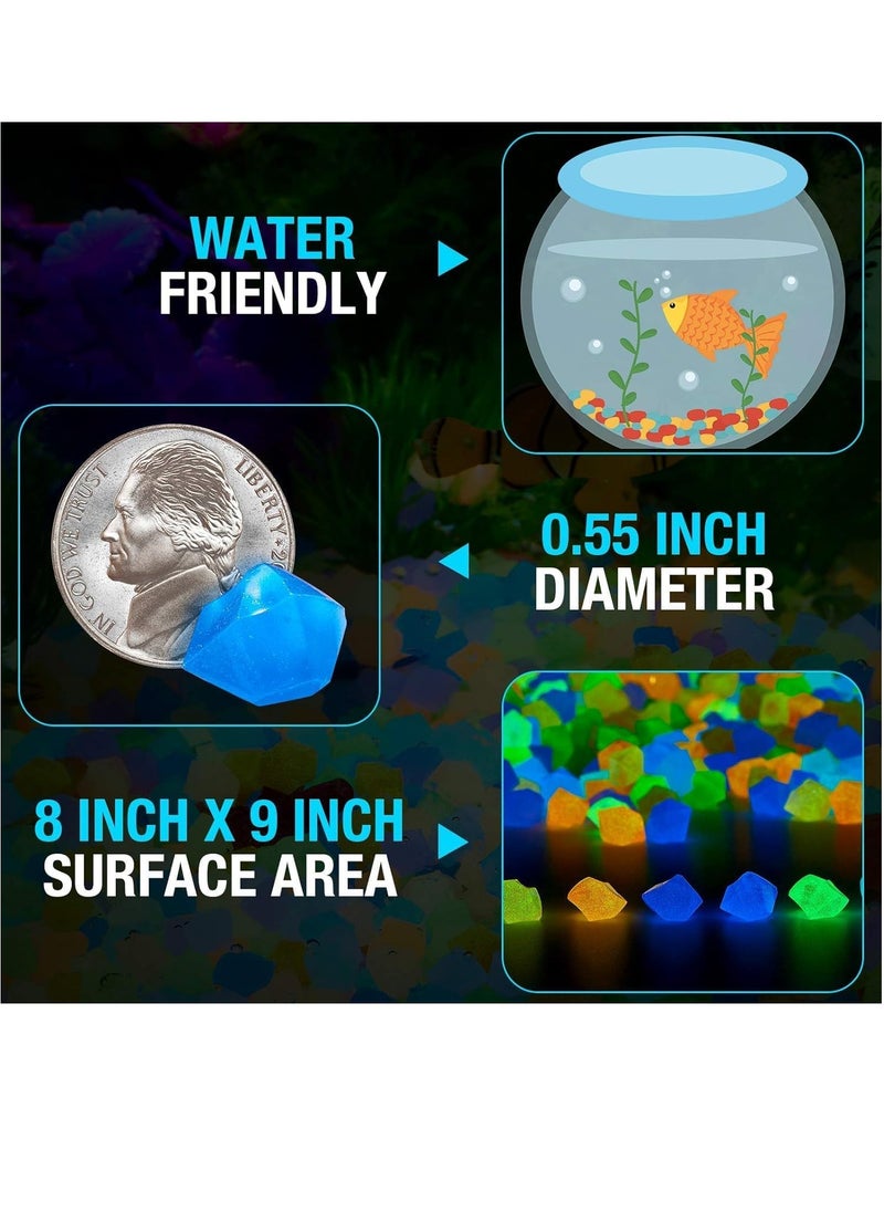 RATSAW 300pcs Glow in The Dark Aquarium Stones Rocks Aquarium Decoration Rocks Irregular Pebbles Perfect for Fish Tank Pond Bonsai Garden Patio Lawn Pathway Driveway Swimming Pool  - Image 4