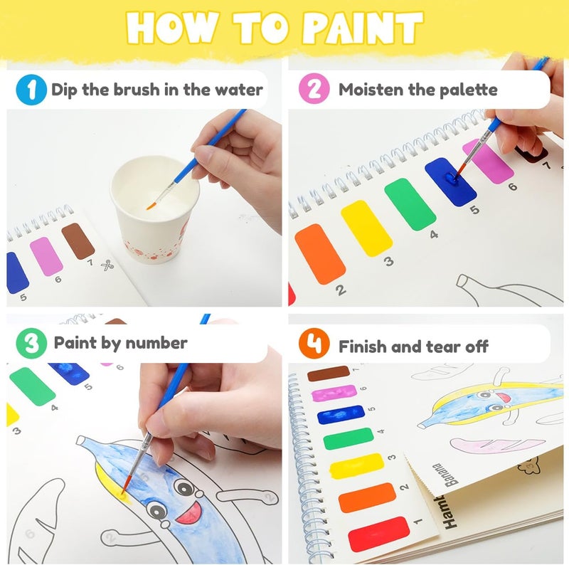 ZMLM Paint with Water Coloring Books for Toddlers - Mess Free Painting Activity for Kids - Arts & Crafts Gift Toy for Boy Girl Ages 4 5 6 7 8 - Birthday Christmas Easter Stocking Stuffers, Food - Image 3