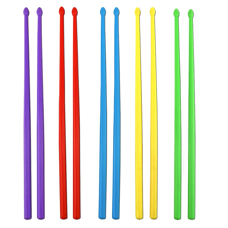 Iconikal Nylon Exercise Drum Sticks, Blue, Green, Purple, Red, Yellow, 5-Pairs Dancing Aerobic Fun Workout Group Activity - Image 1