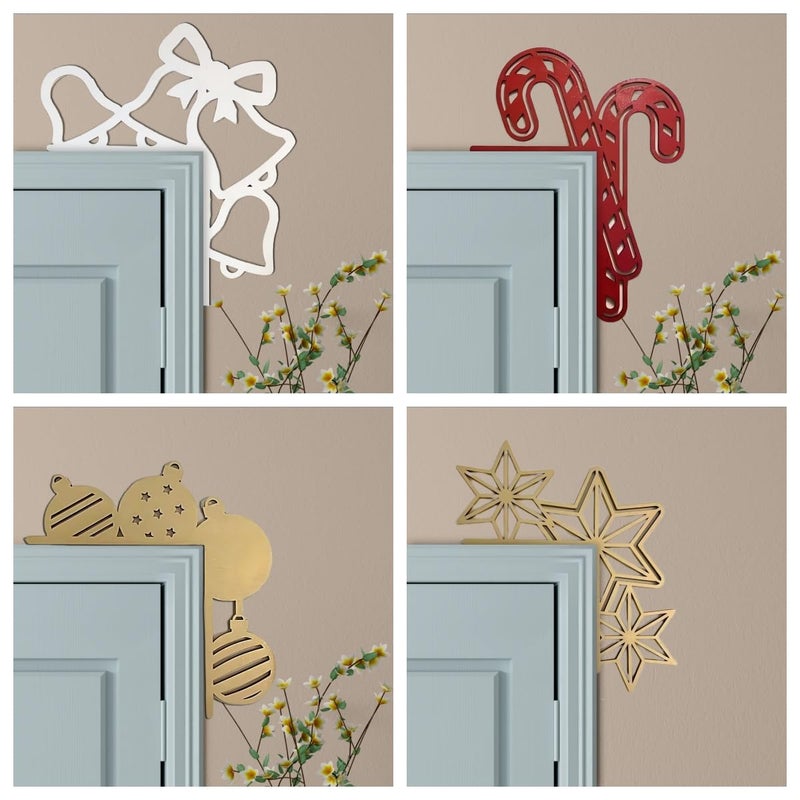 Sanmtang 2024 Christmas Door Topper Holiday Home Decor Funny Snowman Santa Claus Top Door Frame Corner Sign Decorations  Windows Walls DIY Craft for Christmas Party Ornament (C) - Image 2