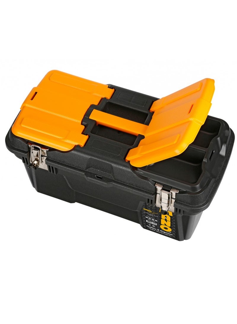 Mano MG-19 Toolbox with Metal Latch 19" – 263mm x 494mm x 250mm, Plastic Toolbox Black/Yellow - Image 4
