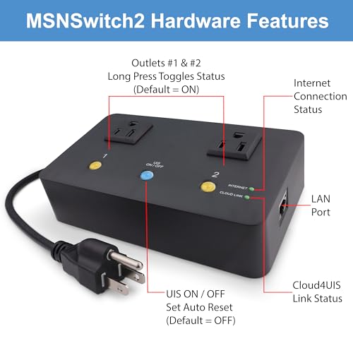 Proxicast MSNSwitch2 Internet Enabled IP Remote Power Switch with Reboot - Control via Smartphone App, Cloud Service, Web Browser or API - 2 Independent AC Power Outlets (Model UIS-722b) - Image 5
