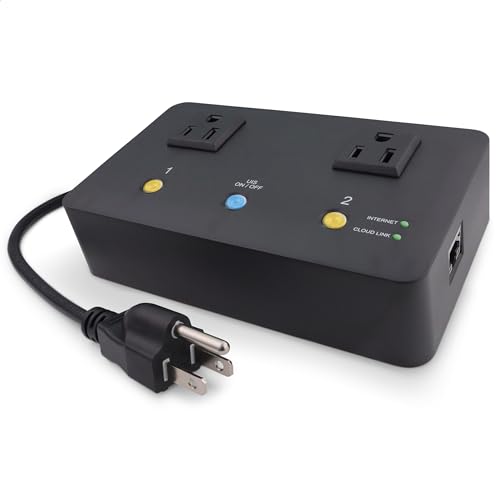 Proxicast MSNSwitch2 Internet Enabled IP Remote Power Switch with Reboot - Control via Smartphone App, Cloud Service, Web Browser or API - 2 Independent AC Power Outlets (Model UIS-722b) - Image 1
