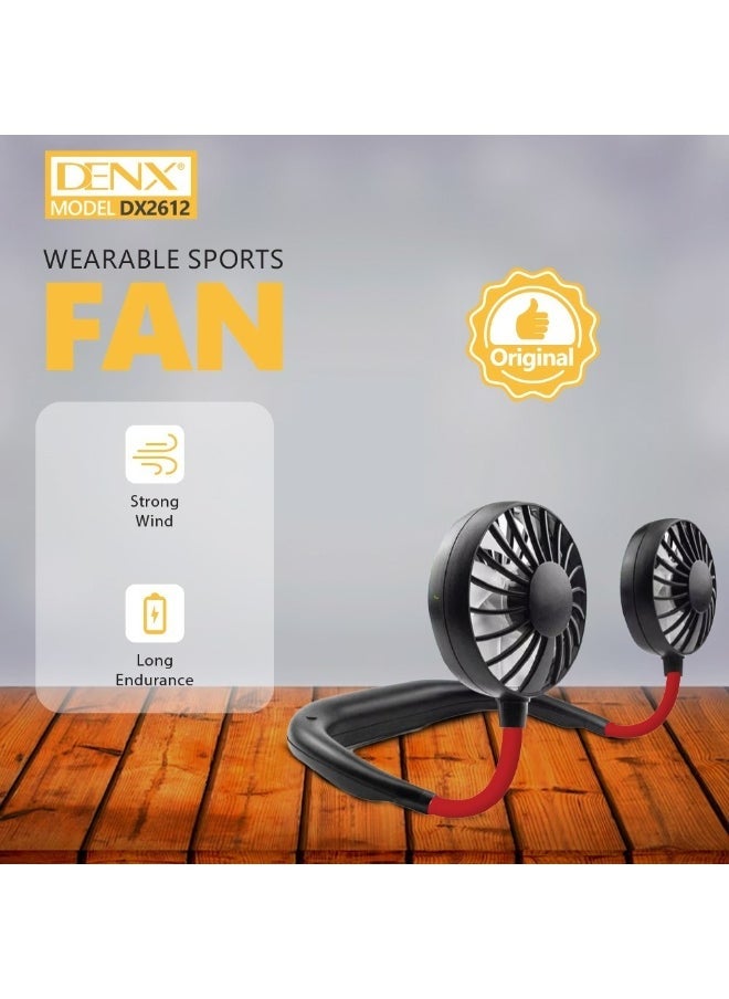 Denx Portable Mini Neck Fan Rechargeable Hands-Free Hanging Sports Fan With Usb Port  - Image 1