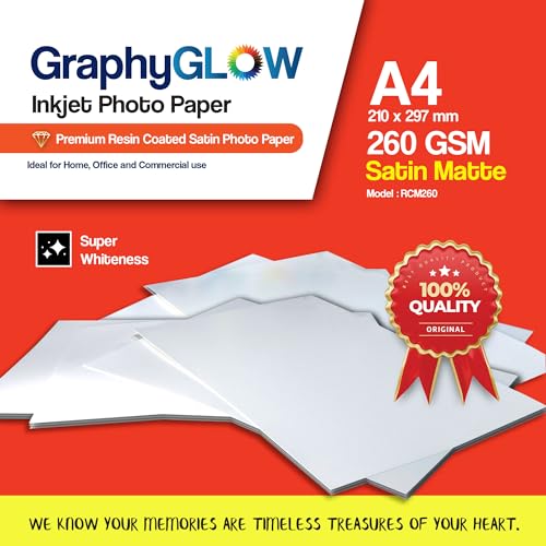 GraphyGLOW A4 Satin Matte Premium Resin Coated Photo Paper, 260 GSM, Waterproof, Instant Drying, Fade Resistant, Pack of 20, Compatible with Inkjet Printers - Image 5