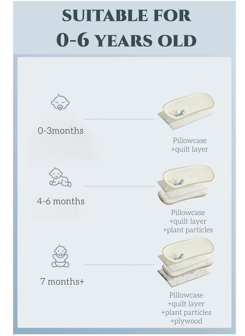 Baby Pillow Cooling Flat Pillow with 3 Pillow Inserts Breathable and Adjustable Infant Pillow