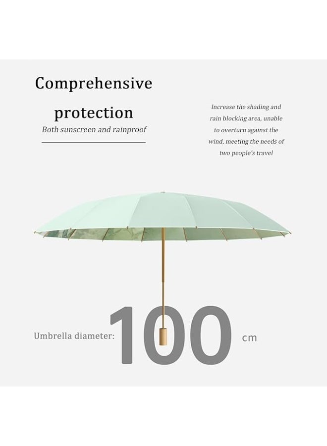SELFIE CAT ArtShield™ Vintage Folding Umbrella - UPF 50+ Sun & Rain Guard (L.R.C ColorArmor™) - Image 2