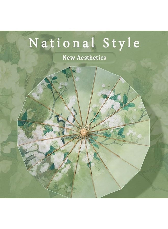 SELFIE CAT ArtShield™ Vintage Folding Umbrella - UPF 50+ Sun & Rain Guard (L.R.C ColorArmor™) - Image 5