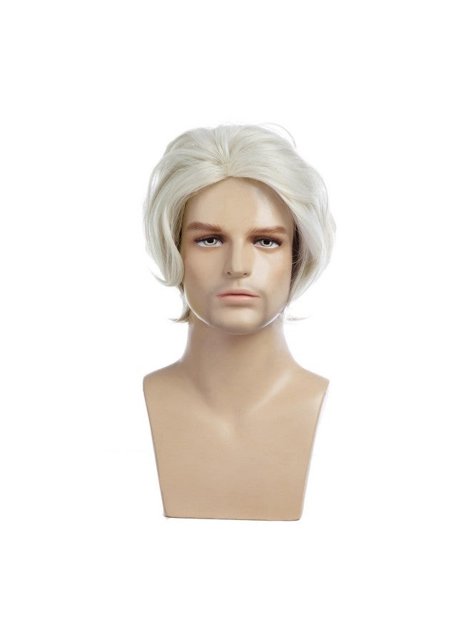 Beweig Mens Grey Wigs Short Bob Wave Silver Gray Wig Halloween Cosplay Wig Anime Costume Party Wig For Old Men - Image 3