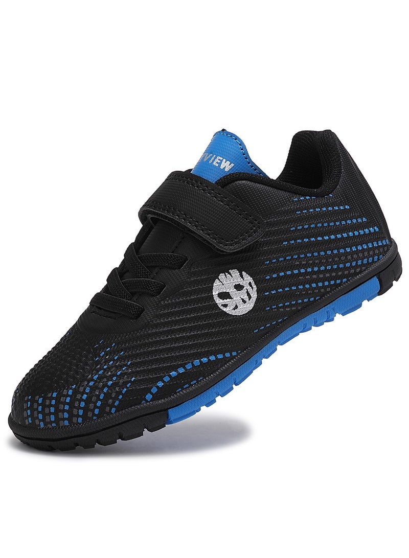 Sky View Toddler Soccer Cleats Boys And Girls Hook And Loop Turf Soccer Shoes Kids Indoor Outdoor Football Boots IC or IN Flat Wide Training Sneaker 