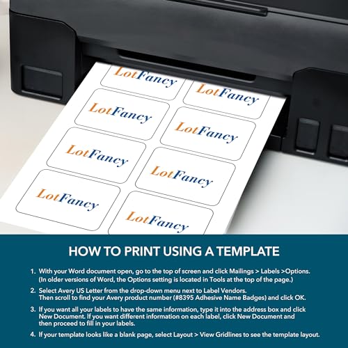 LotFancy Printable Name Tag Stickers, 2 1/3" x 3 3/8", Pack of 160, 20 Sheets, Matte White, Name Tag Labels for Inkjet/Laser Printer - Image 4