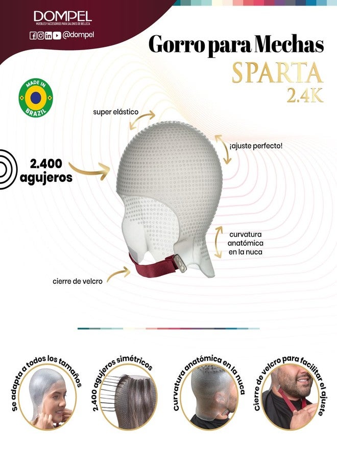 DOMPEL قبعة شعر سيليكون هايلايت دومبل سبارتا 2.4K، بيضاء | هايلايت مثالي | 2,400 ثقب موضوعة استراتيجياً | تصميم منحني لملاءمة مثالية | قابلة لإعادة الاستخدام - Image 3