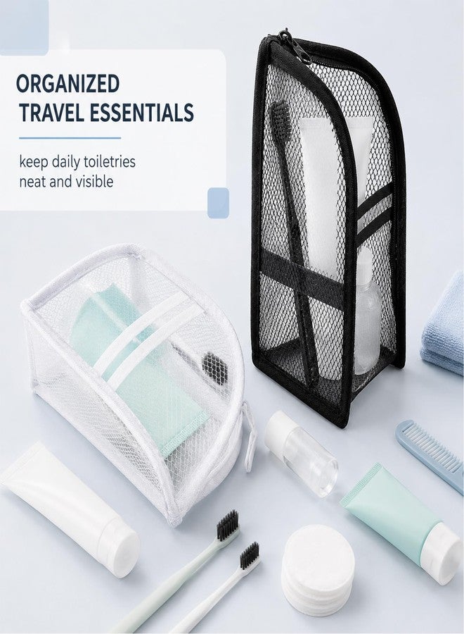 hinbkenla 2 Pcs Standing Toiletry Bag,Portable Lightweight Travel Toiletry Bag,Self Standing Travel Toiletry Pouch Foldable Clear Hanging Travel Toiletry Bag Cosmetic Organiser Storage(Black+White) - Image 5