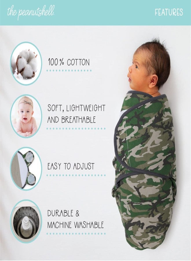 The Peanut Shell The Peanutshell Swaddle Set for Baby Boys - Camo & Elephant - 3 Pack (Small/Medium | 0-3 Months) - Image 2