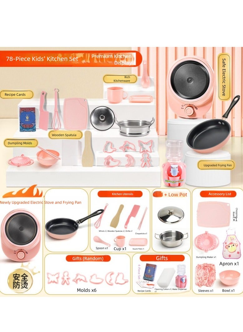 Mini Small Kitchen Real Cooking Kitchenware Real Mini Kitchen Edible Full Set Internet Celebrity Children Cooking Girl Gift - Specifications: Premium Chef + Recipe Cards - 78 Pieces 【E-commerce Box】 - Image 1