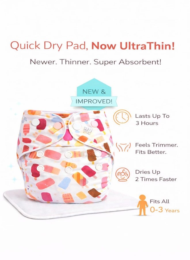 MOMSARC Baby Leakage Proof Reusable Cloth Diaper With 4 Layer High absorbent Pad + 3 Insert Pads, Reusable Nappies, Freesize for Kids 0-3 Yrs, Washable Diapers(Multicolur, Pack of 3) - Image 2