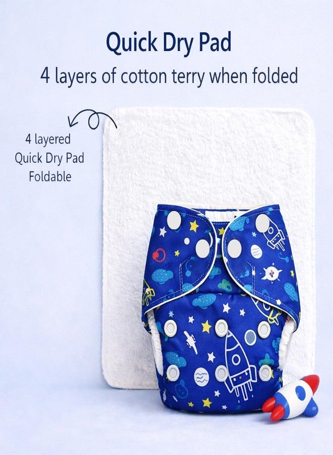 MOMSARC Baby Leakage Proof Reusable Cloth Diaper With 4 Layer High absorbent Pad + 3 Insert Pads, Reusable Nappies, Freesize for Kids 0-3 Yrs, Washable Diapers(Multicolur, Pack of 3) - Image 3