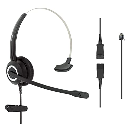 daily headset RJ9 Corded Office Headset HD Voice for MITEL Nortel Meridian NEC Polycom Packet 8 ShoreTel Xblue IP Phones, Plus 3.5mm Adapter (Monaural) - Image 1