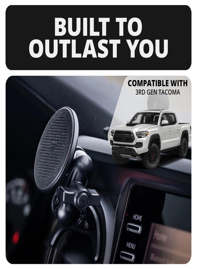 Tackform Link Vent Phone Mount Compatible with 2016-2023 Toyota Tacoma and 2014-2021 Toyota Tundra | Aluminum | Zero Slip | Compatible with MagSafe | Universal Magnetic Holder | 2" Arm | Black Knob - Image 2