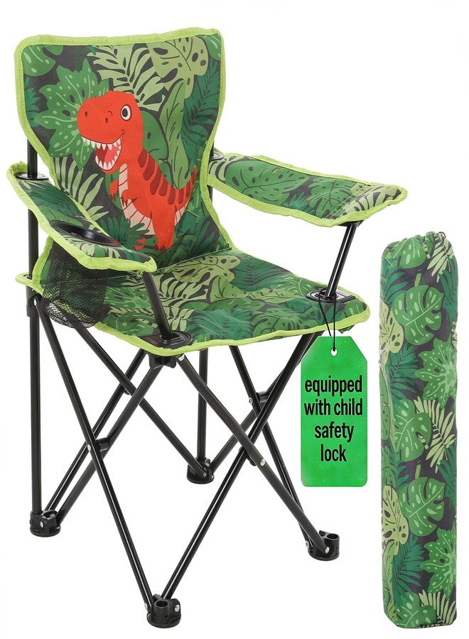 Huskfirm Padded Kids Camping Chair, Folding Kids Chair Support 120lbs,Green Dinosaur - Image 1