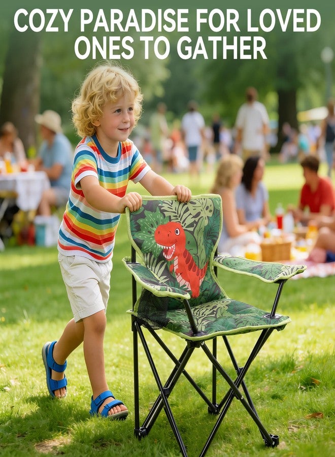 Huskfirm Padded Kids Camping Chair, Folding Kids Chair Support 120lbs,Green Dinosaur - Image 5
