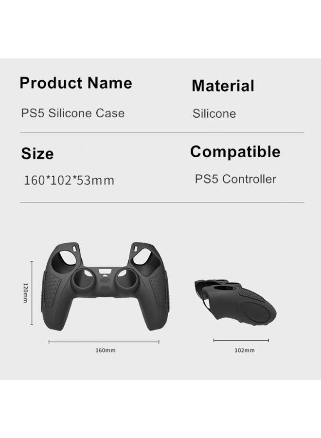 2 حزمة PS5 وحدة تحكم حالة الجلد ناعمة مسطحة ومضادة للانزلاق غطاء واقي من السيليكون لوحدة تحكم PlayStation 5 ، مع 4 أغطية قبضة إبهام مرفوعة - Image 4