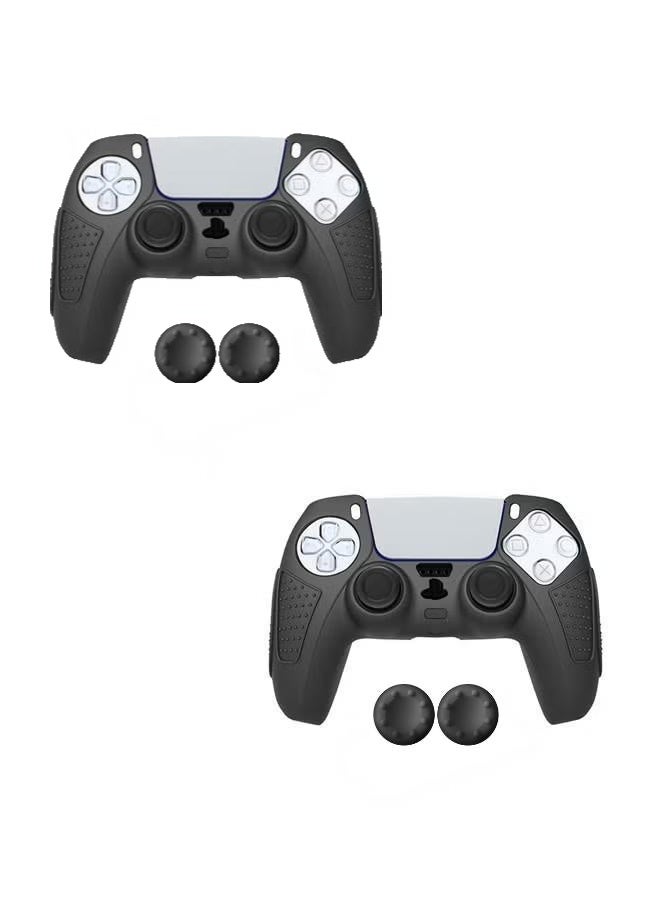 2 حزمة PS5 وحدة تحكم حالة الجلد ناعمة مسطحة ومضادة للانزلاق غطاء واقي من السيليكون لوحدة تحكم PlayStation 5 ، مع 4 أغطية قبضة إبهام مرفوعة - Image 1