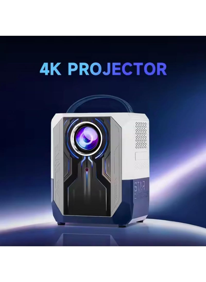 Rock Pow - Projector, Portable LED Projector with Retro Game Console, 10,000 Games, Kids Gift, Home Theater Mini Projector with 130" Screen, Hi-Fi Speaker, 180° Rotation, WiFi, Bluetooth 5.0, HDMI USB, Remote & Wireless Controller - Image 1