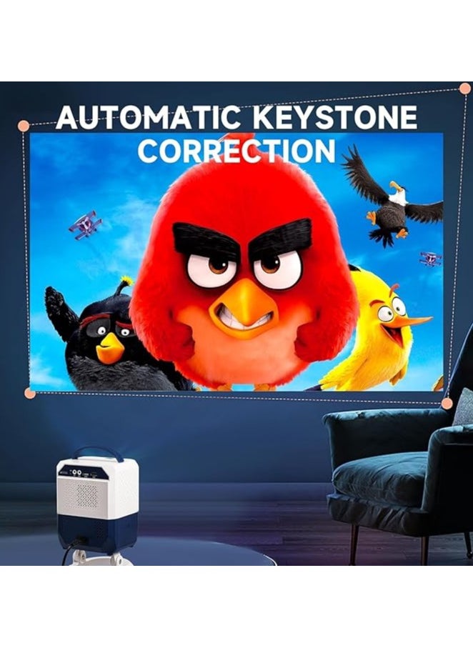 Rock Pow - Projector, Portable LED Projector with Retro Game Console, 10,000 Games, Kids Gift, Home Theater Mini Projector with 130" Screen, Hi-Fi Speaker, 180° Rotation, WiFi, Bluetooth 5.0, HDMI USB, Remote & Wireless Controller - Image 1
