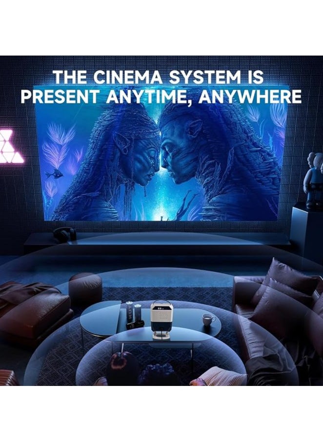 Rock Pow - Projector, Portable LED Projector with Retro Game Console, 10,000 Games, Kids Gift, Home Theater Mini Projector with 130" Screen, Hi-Fi Speaker, 180° Rotation, WiFi, Bluetooth 5.0, HDMI USB, Remote & Wireless Controller - Image 1