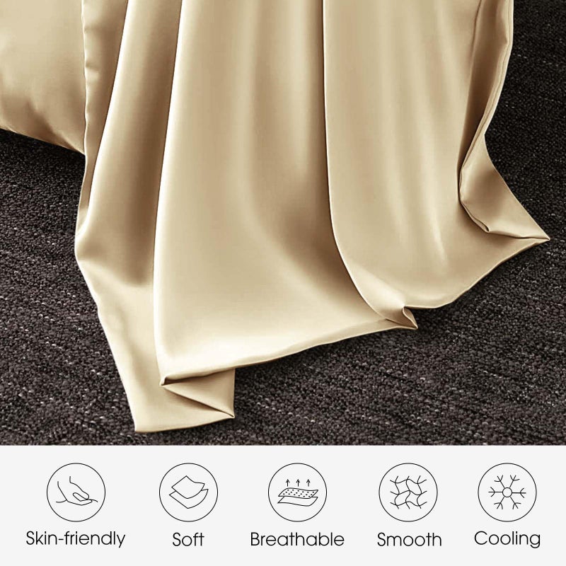 WLOSJ 100% Silk Pillowcase for Hair and Skin Toddler Size 2 Pack Mulberry Silk Pillow Case 14 x 19 Inches Highest 6A Silk Kids/Travel Pillow Cover Soft Breathable Cooling with Hidden Zipper  Champagne - Image 3