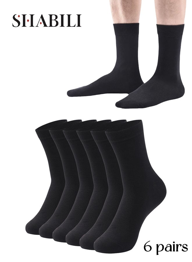 شبيلي طقم مكوّن من 6 أزواج من جوارب القطن‑البوليستر بطول منتصف الساق للاستخدام الصيفي والأعمال والكاجوال (سلوتش)، قابلة للتهوية ومانعة للتعرّق ومضادة للروائح مع حافة مطاطية عالية، متينة ولا تتكوّن عليها الوبر، مناسبة للرجال للنشاط اليومي والرياضة (أسود) - Image 1