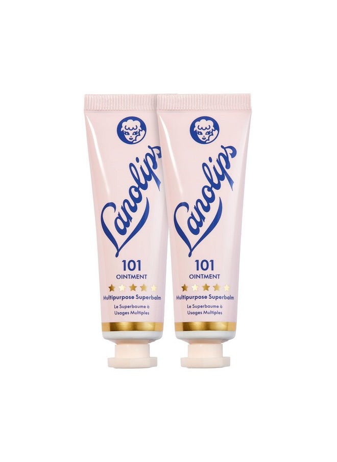 Lanolips - 101 Ointment Multibalm Duo Original Superbalm Contains Pure Lanolin Oil For Smooth Hydrated & Healthy Lips Natural Lip Balm For Dry Lips Cuticles & More (2Pack 0.52 Oz Each) - Image 1