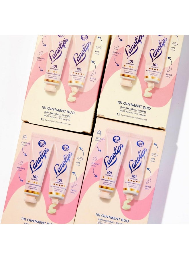 Lanolips - 101 Ointment Multibalm Duo Original Superbalm Contains Pure Lanolin Oil For Smooth Hydrated & Healthy Lips Natural Lip Balm For Dry Lips Cuticles & More (2Pack 0.52 Oz Each) - Image 1