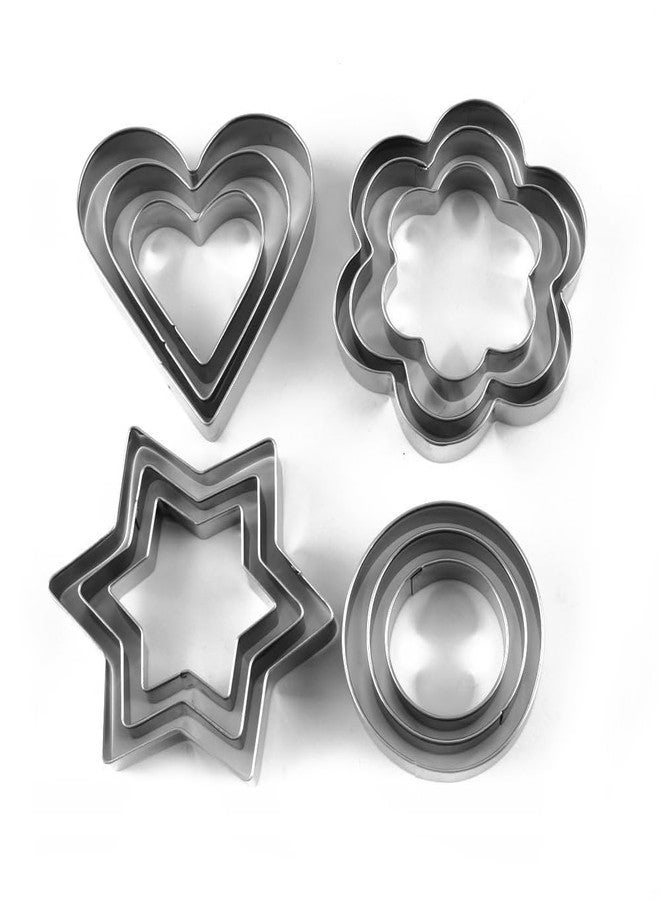 PUTHAK Stainless Steel 3D Cookie Cutter Set - Flower, Star, Heart Shapes for Baking (Set of 4)