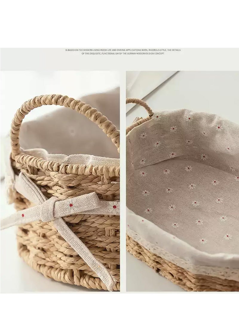 TRASSLE 2-Pack Woven Home Storage Baskets with Washable Liner, Storage Basket Wicker Baskets for Organizing Storage Bins for Countertop Toilet Paper Storage Basket - Image 4