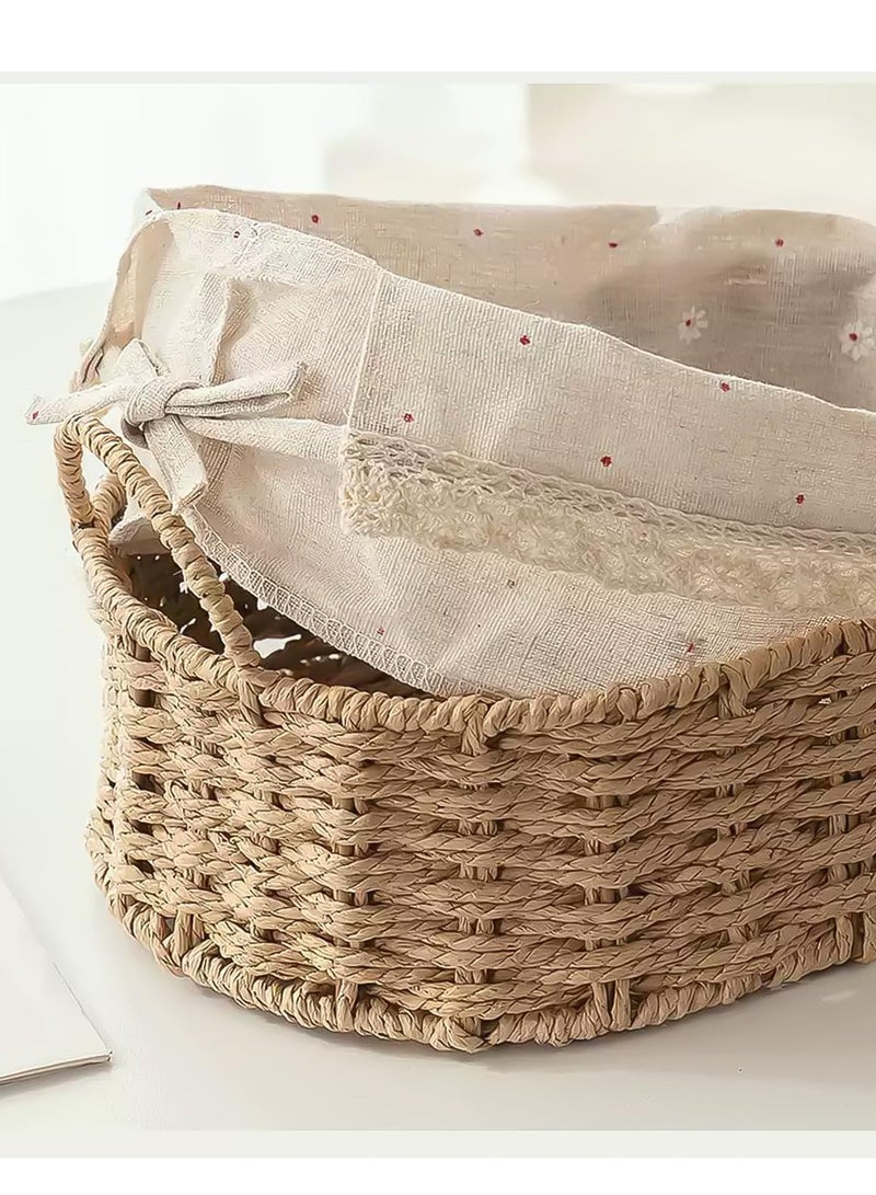 TRASSLE 2-Pack Woven Home Storage Baskets with Washable Liner, Storage Basket Wicker Baskets for Organizing Storage Bins for Countertop Toilet Paper Storage Basket - Image 5