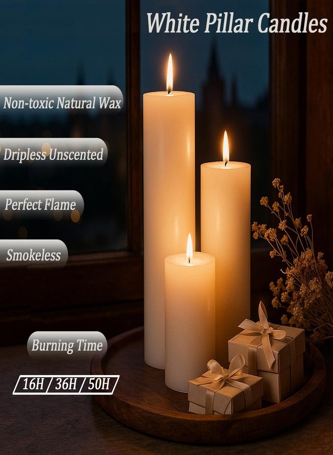 Trxvxo White Pillar Candles Bulk Set of 18，Hurricane Candles，3 Different Lengths 2 x 3/6/8 Inch (6 Each)，Dripless Unscented Smokeless，Gives You a Better Atmosphere When Organizing an Event Party. - Image 3