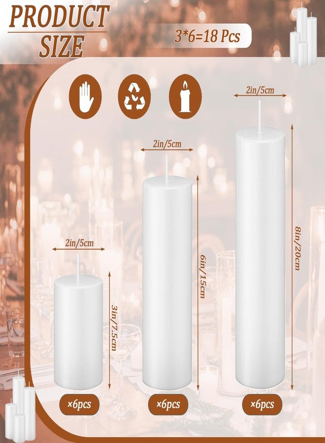 Trxvxo White Pillar Candles Bulk Set of 18，Hurricane Candles，3 Different Lengths 2 x 3/6/8 Inch (6 Each)，Dripless Unscented Smokeless，Gives You a Better Atmosphere When Organizing an Event Party. - Image 2