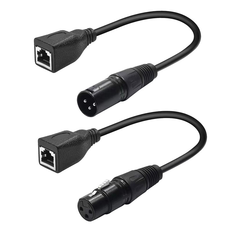 كابل محول XLR 3 دبابة RJ45 - كابل محول DMX لشبكة إيثرن XLR ذكور 3 دبابيات إلى RJ45 + XLR أنثى 3 دبابيات إلى RJ45 أنثى - Image 1