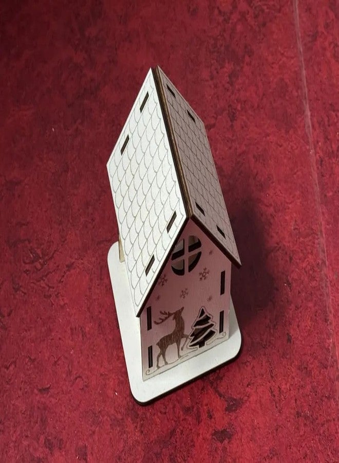 3D CUBES 3D Wooden Christmas House Toy | Laser Cut Mini House with Festival Design | DIY Assembly Creative Craft | Educational Learning Toy | Table Top Decorative Wooden Model - Image 2