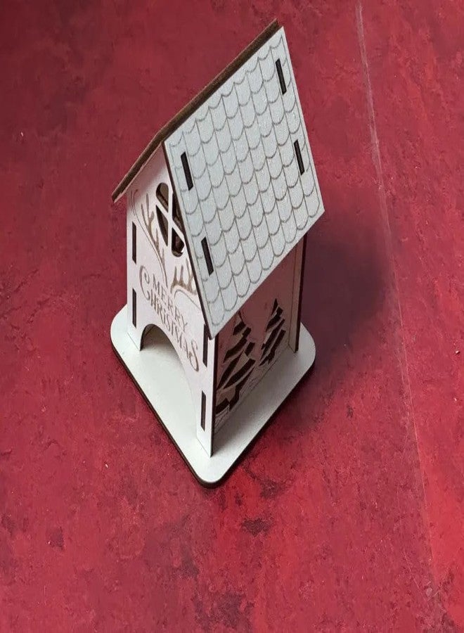 3D CUBES 3D Wooden Christmas House Toy | Laser Cut Mini House with Festival Design | DIY Assembly Creative Craft | Educational Learning Toy | Table Top Decorative Wooden Model - Image 1