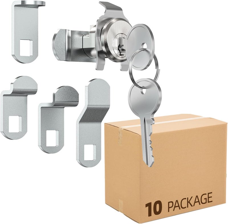 Xinxinlin 10 Pack Mailbox Lock Replacement with 2 Keys - Universal Fit for Post Office Boxes, ILCO 1003M Keyway, 90° Counter-Clockwise Rotation, Nickel Finish - Compatible with Most Brands - Image 1