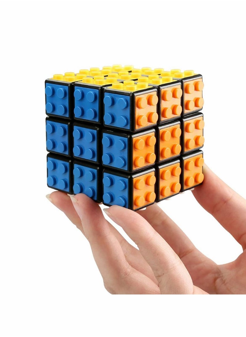 NIBEMINENT - Magic Cube Rubix 3x3 Build-on Brick Brain Teaser Puzzle and Bricks Toy in 1 for Kids Adult Gift Compatible with Lego - Image 1