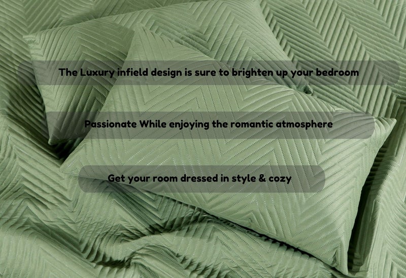 RD TREND All Weather 3 Pcs Glace Cotton Ultrasonic 280 Tc Solid bedsheet for Double Bed/Quilted Bed Cover/Bedsheet with 2 Pillow Case,(Luxurious,Pine Green, 90X100 Inches) - Image 4