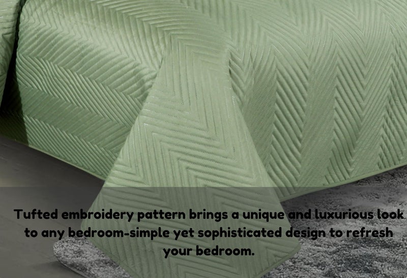 RD TREND All Weather 3 Pcs Glace Cotton Ultrasonic 280 Tc Solid bedsheet for Double Bed/Quilted Bed Cover/Bedsheet with 2 Pillow Case,(Luxurious,Pine Green, 90X100 Inches) - Image 5