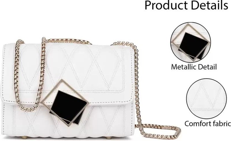 KRIFTY Cross Body Sling Bag for Women with Gold Chain (White) - Image 2