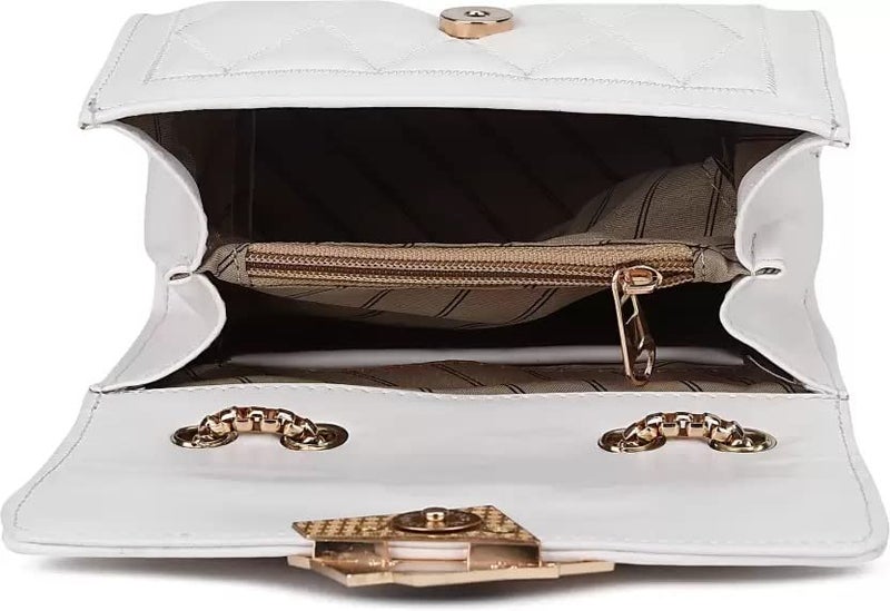 KRIFTY Cross Body Sling Bag for Women with Gold Chain (White) - Image 5